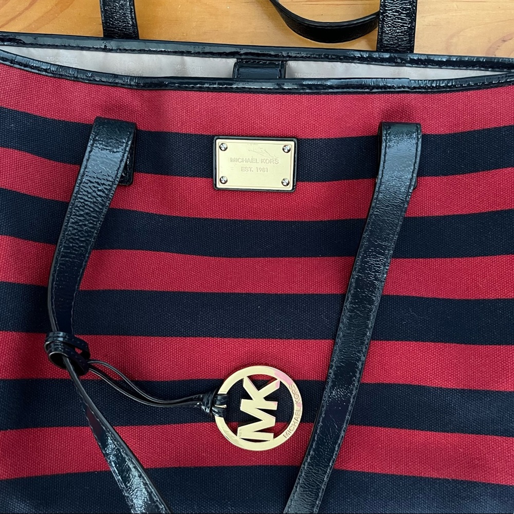 Michael Kors Red Blue Striped Bag